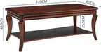 Traditional Coffee Table with Storage Shelf and Carved Leg, Farmhouse Living - Image 2