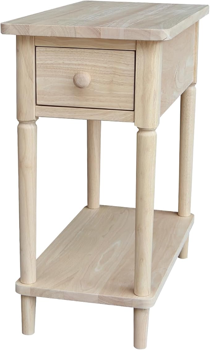 International Concepts Solid Wood Narrow Side Table Unfinished by InternationalConcepts