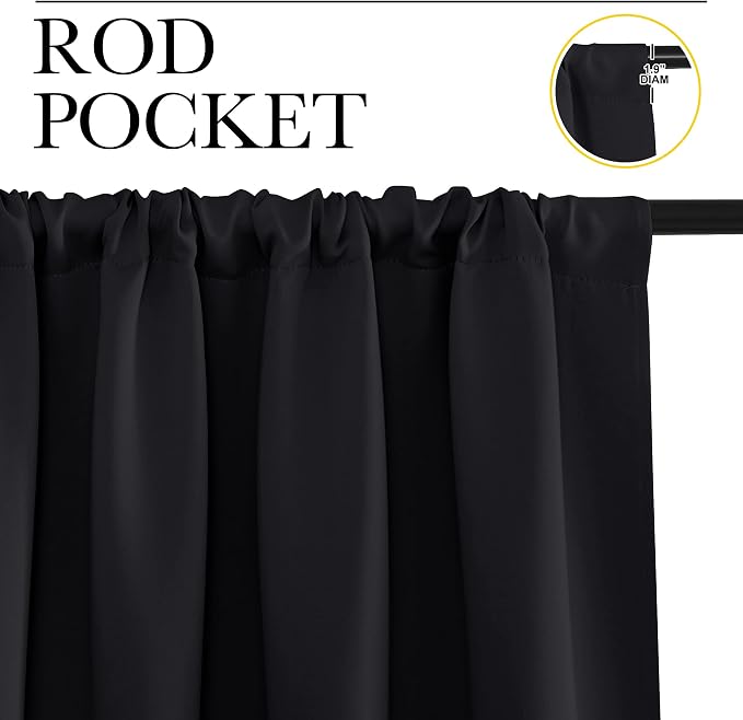 NICETOWN Black Blackout Curtains and Drapes 48 inches Long, Privacy RV Draperies - Image 3