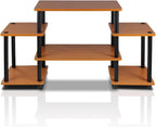 Furinno No Tools Tube Entertainment Center, Light Cherry/Black, Square Corner - Image 4