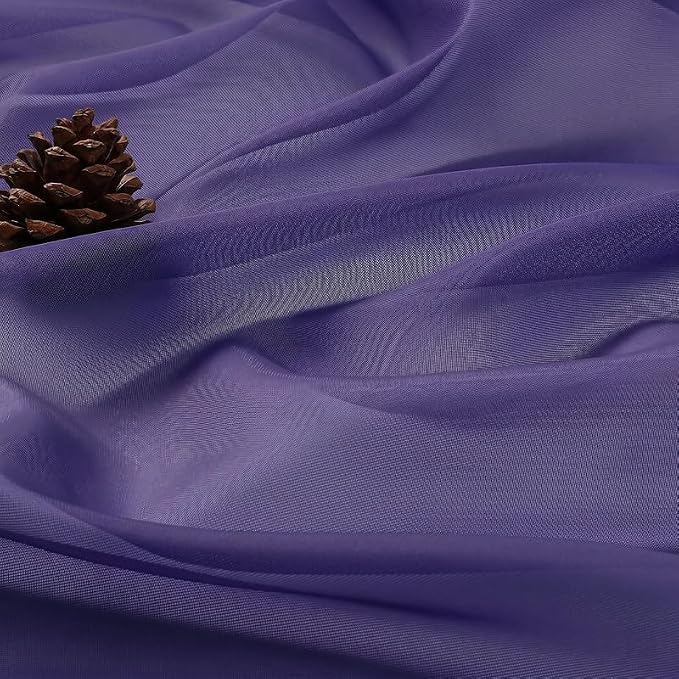 Purple Sheer Curtains 54 Inches Long 2 Panels - Image 4