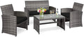 Tangkula 4 PCS Wicker Patio Conversation Set, Outdoor Rattan Sofas by TANGKULA