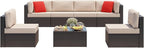 Vongrasig 7 Pieces Patio Furniture Sets, Outdoor Modular Sectional Sofa Patio by Vongrasig