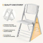 VINGLI Bamboo Folding Chair, Foldable Dining Wood Chairs Comfortable Seat - Image 3