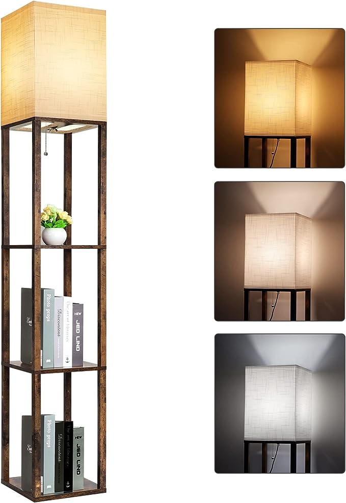 RUNTOP Floor Lamp with Shelves, Modern Shelf Lamp by RUNTOP