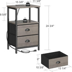 sthmec Nightstand with Charging Station, LED Night Stand with 2 Fabric Drawers - Image 3