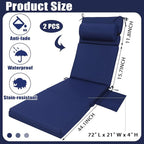 Wenqik 2 Pcs Outdoor Chaise Lounge Cushion - Image 2
