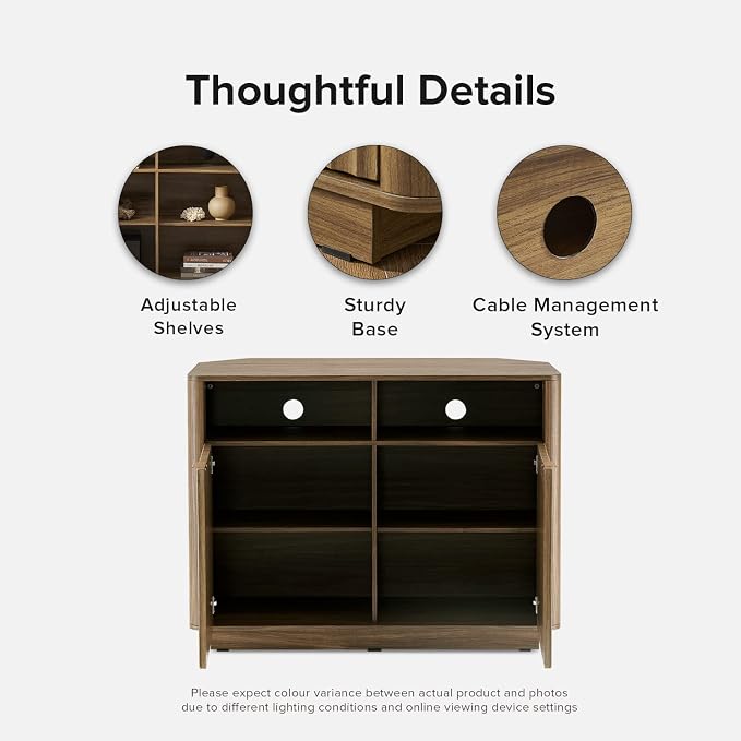 mopio Brooklyn Corner Storage Cabinet, Mid Century Modern Buffet, Entertainment - Image 4