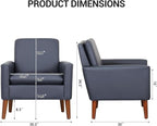 Faux Leather Accent Chair Upholstered Living Room Arm Chair Comfortable Reading - Image 2
