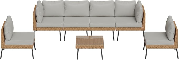 Aoxun Patio Furniture Set, 7 Piece Outdoor Sectional Sofas - Image 9