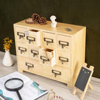 Apothecary Cabinet with 10 Drawers & Labels Rustic Library Card Catalog Cabinet - Image 5