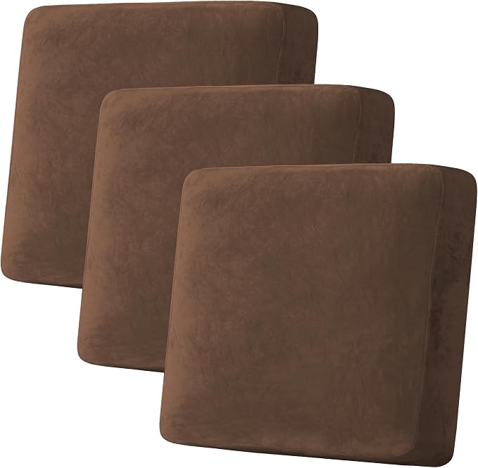 H.VERSAILTEX Velvet Stretch Couch Cushion Cover Plush Cushion Slipcover by HVERSAILTEX