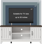 ChooChoo Farmhouse TV Stand, Wood Fluted Door Entertainment Center - Image 4