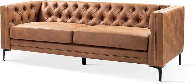 HULALA HOME 84" W Faux Leather Sofa Couch - Image 8