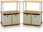 Furinno TURN-N-TUBE Storage Shelves Set of 2, 3-Tier Toolless Book Shelf - Image 3