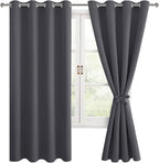 Blackout Curtains for Bedroom, 52 x 63 Inches Length, Dark Grey | Thermal by Hiasan