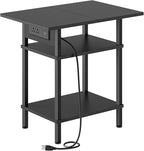 Asgolion Side Table with Charging Station, Skinny Nightstand with USB Ports and by Asgolion