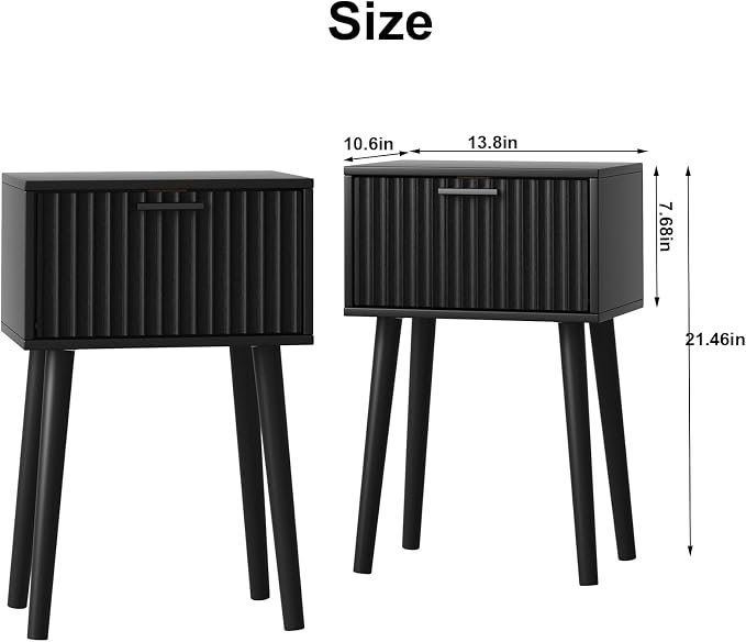 LAATOOREE Nightstands Set of 2, Small Side Table, Bedside Table - Image 3