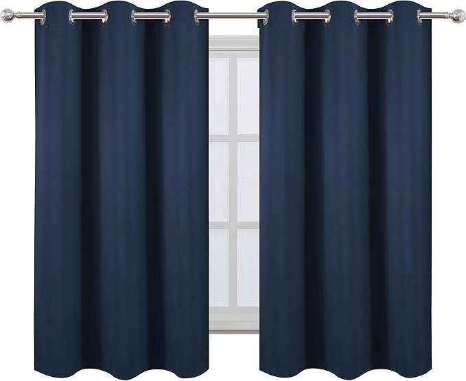 Navy Blue Blackout Curtains 42 x 54 Inch Length Set of 2 Panels Grommet Bedroom - Image 2