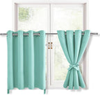 RV Short Blackout Curtains for Bedroom, 2 Panels, Aqua 52 x 36 Inch | Thermal by Hiasan