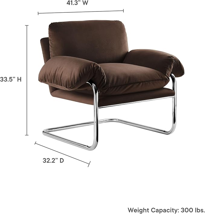 Modway Ansel Performance Velvet Accent Chair in Chocolate Brown - Image 3
