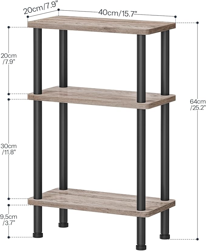 HOOBRO Narrow Side Table, 3-Tier Slim End Table No Tools Needed, Twist-On - Image 3