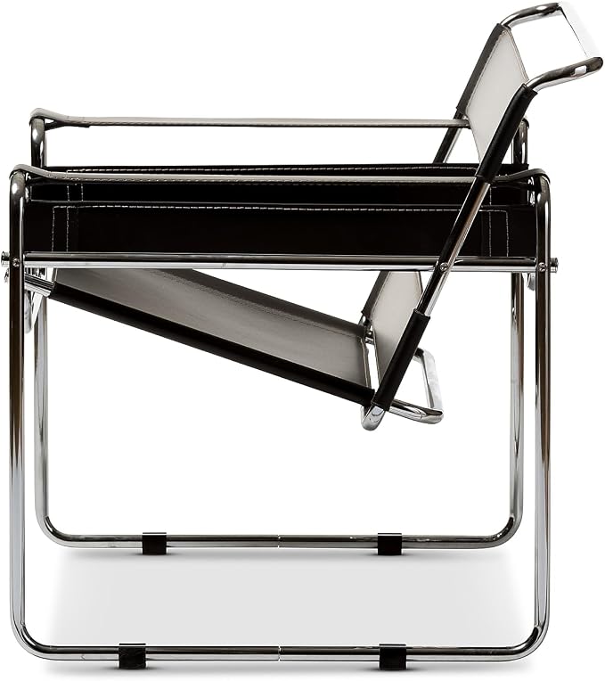 Baxton Studio Wassily Style Mid Centry Modern Accent Chair, Steel Frame and - Image 4