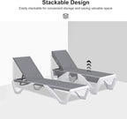 PURPLE LEAF Patio Chaise Lounge Chair Outside Aluminum Plastic Stackable - Image 5
