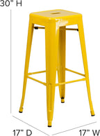 Flash Furniture Lily 4 Pack Commercial Grade 30" High Backless Yellow Metal - Image 3