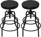LOKKHAN Vintage Industrial Bar Stool-Rustic Swivel Bar Stool-Round Walnut Wood by LOKKHAN