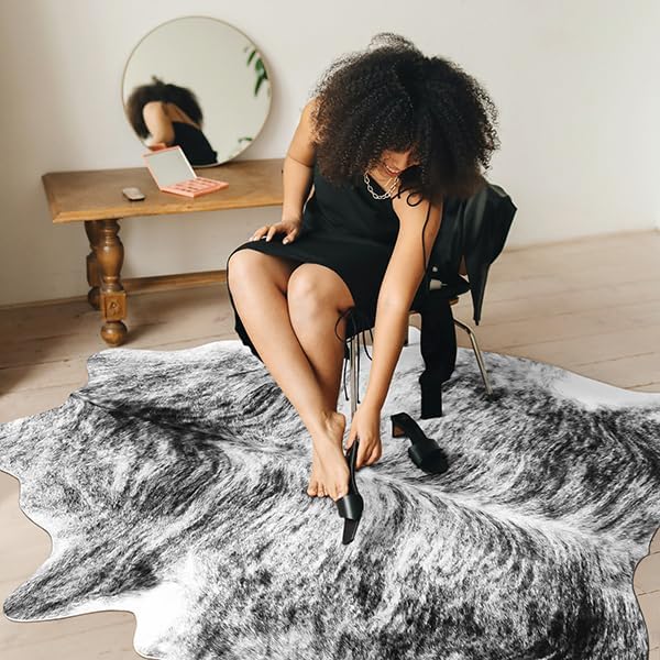 8x10 Faux Cowhide Area Rug for Living Room Animal Skin Rug, Cool Western - Image 6