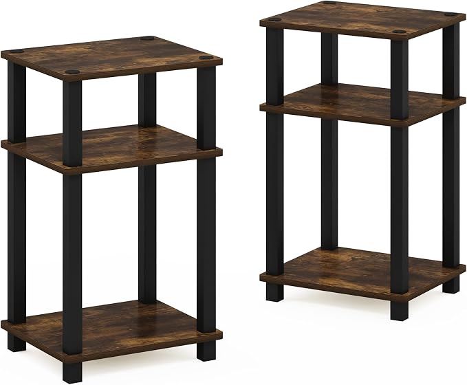 Furinno JUST Side Table Set of 2, 3-Tier Open Shelf End Table, Toolless - Image 7