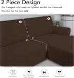 PureFit Stretch Sectional Couch Covers 2 pcs Non Slip L Shape Sofa Cover | - Image 5