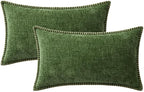 MIULEE Decorative Lumbar Throw Pillow Covers 12x20 Inch Forest Green 2 Pack | - Image 8