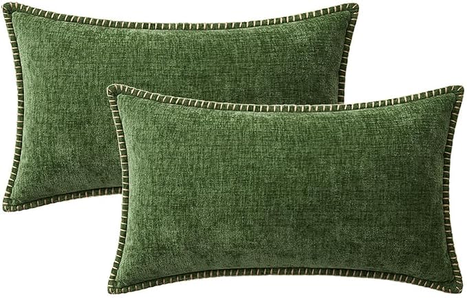 MIULEE Decorative Lumbar Throw Pillow Covers 12x20 Inch Forest Green 2 Pack | - Image 8