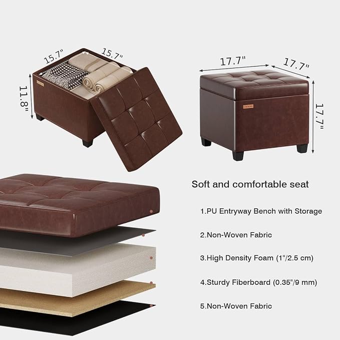 ABHENG Synthetic Leather Cover Steel Frame Ottoman - Image 2