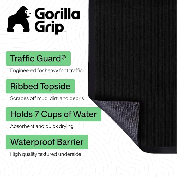 GORILLA GRIP Waterproof Traffic Guard Door Mat, Indoor Outdoor Heavy Duty - Image 2