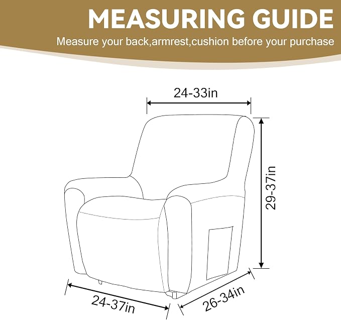 Cupuamon Recliner Chair Covers, Lazy Boy Recliner Covers Stretch Reclining - Image 2