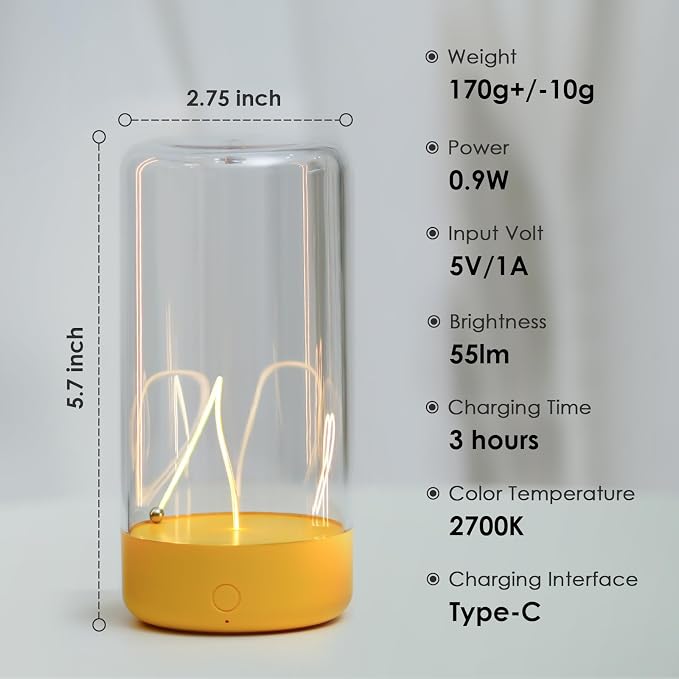 AUGE LIGHT Mini Minimalist Table Lamp Cordless Lamp Rechargeable Table Lamp - Image 6