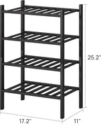 viewcare Black Small Shoe Rack for Entryway, 4-Tier Bamboo Shoe Organizer for - Image 2