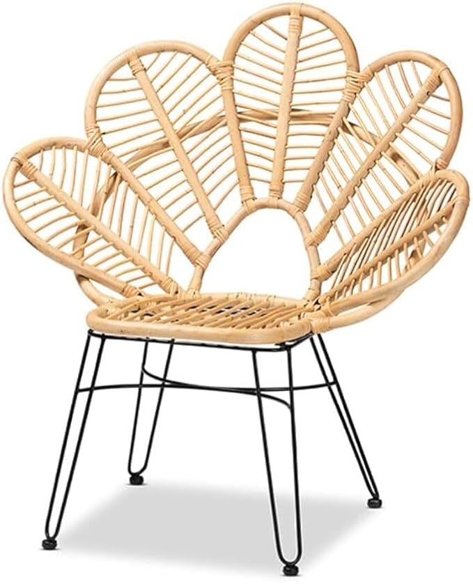 Maykoosh Bohemian Natural Brown Vintage Vogue and Black Metal Accent Chair - Image 8