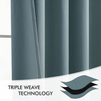 MIULEE Greyish Blue Back Tab Blackout Curtains 52x120 Inch Long 2 Panel Set | - Image 7