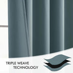 MIULEE Greyish Blue Back Tab Blackout Curtains 52x84 Inch Length 2 Panels | Rod - Image 7