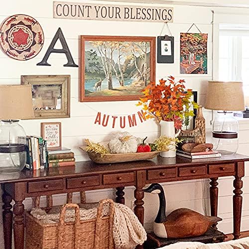 4Pcs Artificial Maple Leaves Branches 21.6in Fake Fall Leaves Stems Plants Outdoor Greenery for Home Kitchen Farmhouse Thanksgiving Table Centerpiece Fireplace Halloween Décor Orange - Image 5