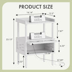 Amazer White Nightstand with Charging Station, Bamboo Night Stand - Image 2