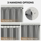 MIULEE 4 Panels Set Light Grey Blackout Curtains 63 Inch Length Bedroom | - Image 6