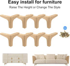 AODIOU Furniture Legs Gold Feet: Sofa Legs Replacement Set of 8 - Image 4
