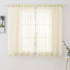 MIULEE Light Cream Sheer Curtains 54 X 63 Inches, 2 Panels | Solid Color by MIULEE