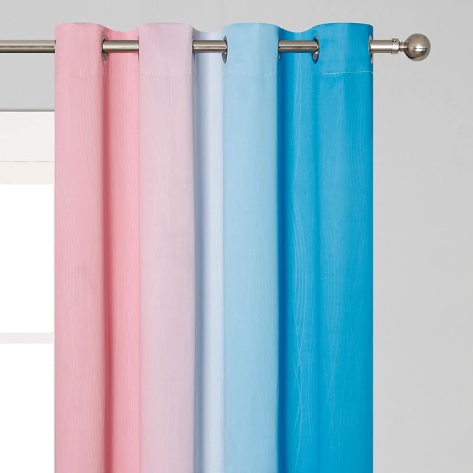 Pink and Blue Ombre Curtains for Bedroom 45 Inch Long | Room Darkening Curtains - Image 4
