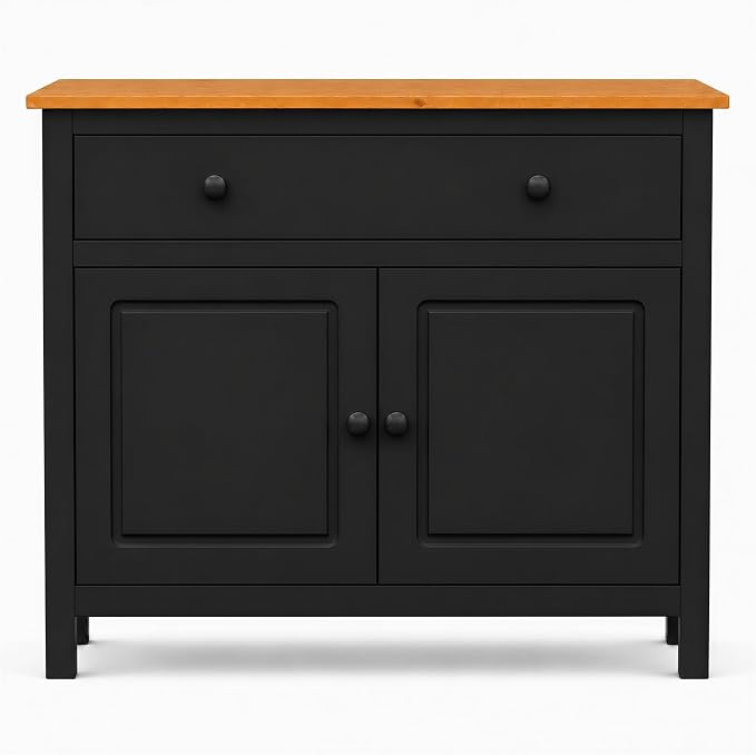 From the Tree Furniture 44" Wide Black & Pine Top Solid Pine Shaker Sideboard - Image 3